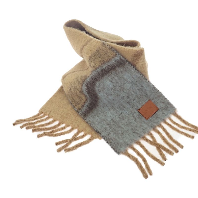 Loewe Alpaca F655ss1x02 Scarf Wool Leather Camel Ladies Fine [SA Rank