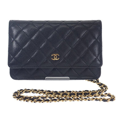 Chanel Classic Chain Wallet Ap0250-y01864-c3906 Wallet Chain Matte Caviar Skin