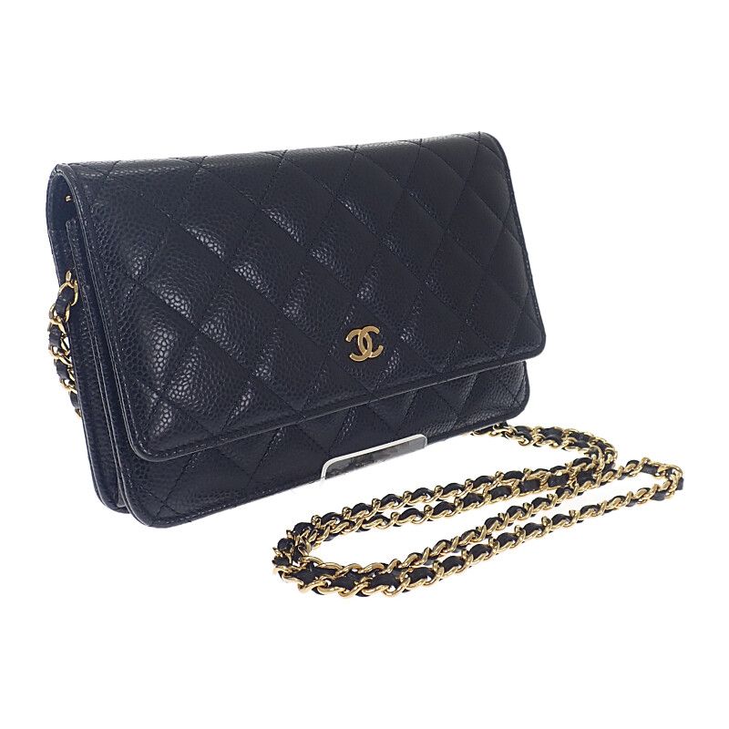 Chanel Classic Chain Wallet Ap0250-y01864-c3906 Wallet Chain Matte Caviar Skin
