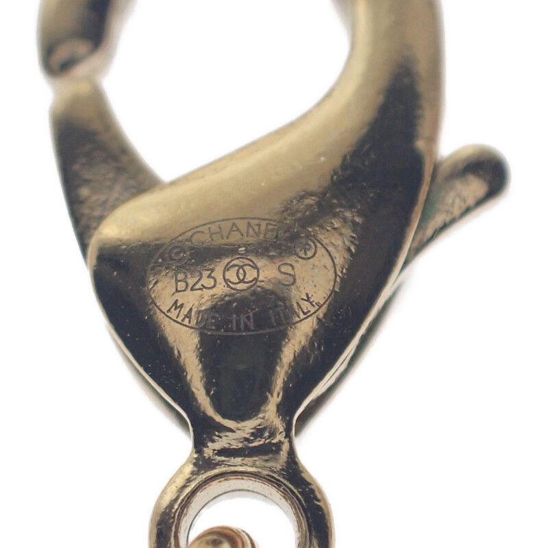 Chanel CC Square Necklace Metal Gold Black Ladies Pendant Choker Classy [grade A