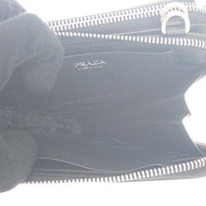 Prada Triangle Mini Pouch 1nr015 2WAY Bag Saffiano Black Silver Hardware Ladies