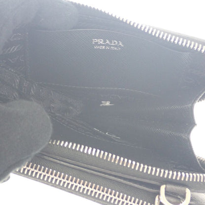 Prada Triangle Mini Pouch 1nr015 2WAY Bag Saffiano Black Silver Hardware Ladies