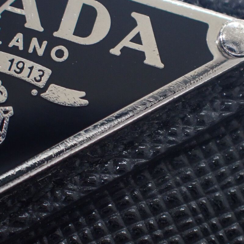 Prada Triangle Mini Pouch 1nr015 2WAY Bag Saffiano Black Silver Hardware Ladies