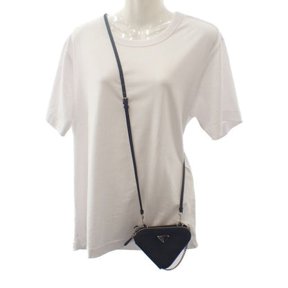 Prada Triangle Mini Pouch 1nr015 2WAY Bag Saffiano Black Silver Hardware Ladies