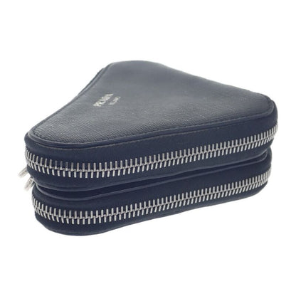 Prada Triangle Mini Pouch 1nr015 2WAY Bag Saffiano Black Silver Hardware Ladies