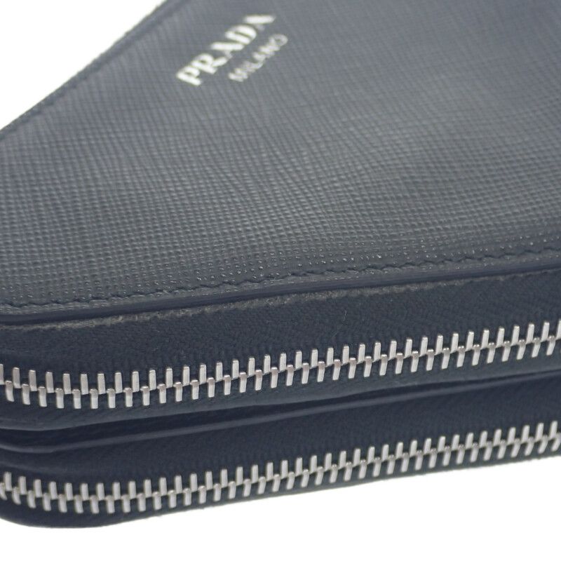 Prada Triangle Mini Pouch 1nr015 2WAY Bag Saffiano Black Silver Hardware Ladies
