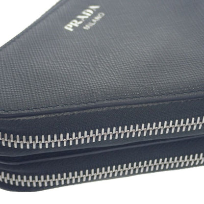 Prada Triangle Mini Pouch 1nr015 2WAY Bag Saffiano Black Silver Hardware Ladies
