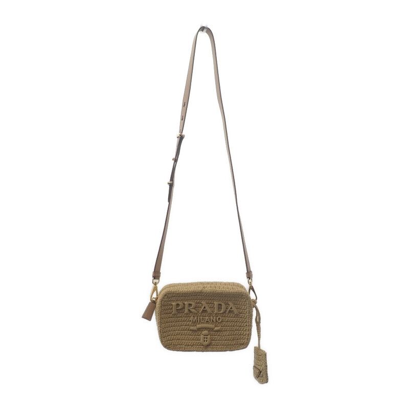 Prada Raffia Shoulder 1bh196 Shoulder Bag Pouch Basket Bag Raffia Leather