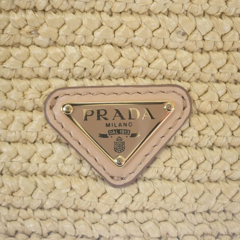 Prada Raffia Shoulder 1bh196 Shoulder Bag Pouch Basket Bag Raffia Leather