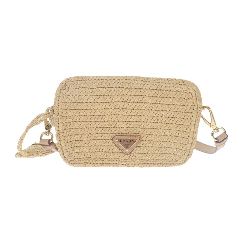 Prada Raffia Shoulder 1bh196 Shoulder Bag Pouch Basket Bag Raffia Leather