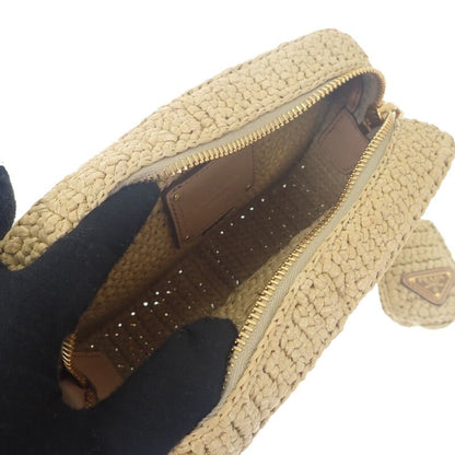 Prada Raffia Shoulder 1bh196 Shoulder Bag Pouch Basket Bag Raffia Leather