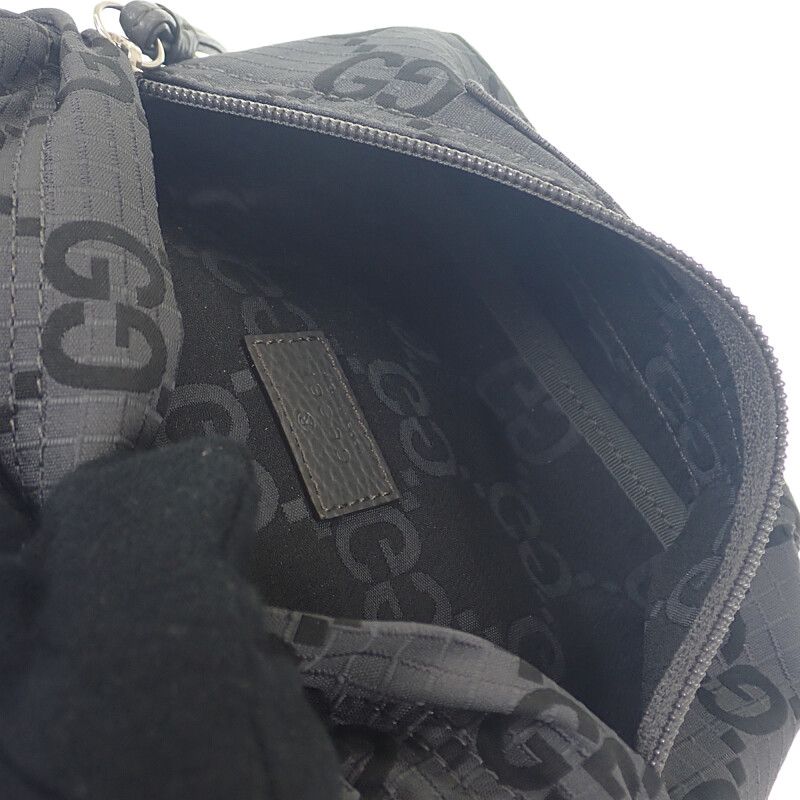 Gucci Belt Bag Large 767934 Body Bag GG Recycled Polyester Black Gray Silver