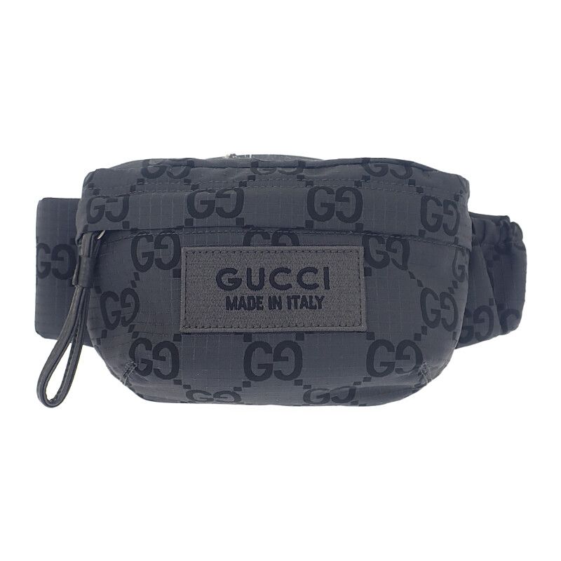 Gucci Belt Bag Large 767934 Body Bag GG Recycled Polyester Black Gray Silver
