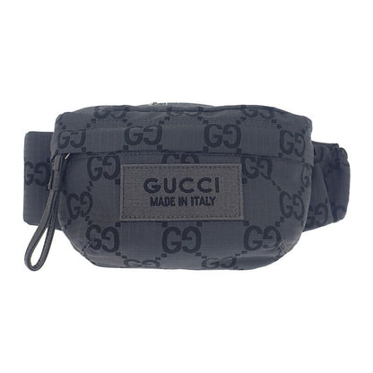Gucci Belt Bag Large 767934 Body Bag GG Recycled Polyester Black Gray Silver
