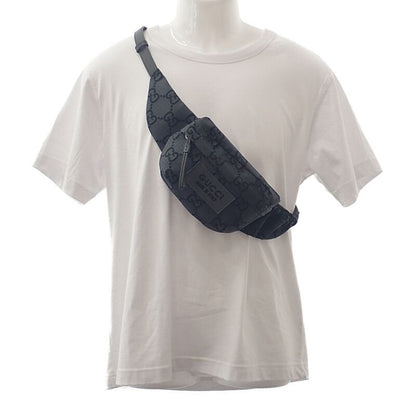 Gucci Belt Bag Large 767934 Body Bag GG Recycled Polyester Black Gray Silver