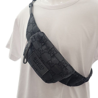 Gucci Belt Bag Large 767934 Body Bag GG Recycled Polyester Black Gray Silver