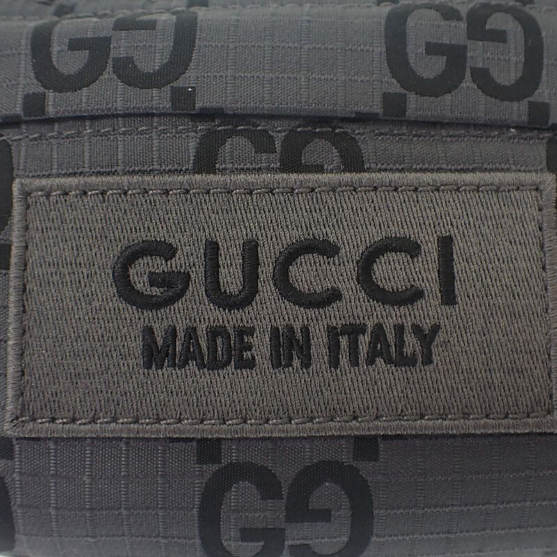 Gucci Belt Bag Large 767934 Body Bag GG Recycled Polyester Black Gray Silver