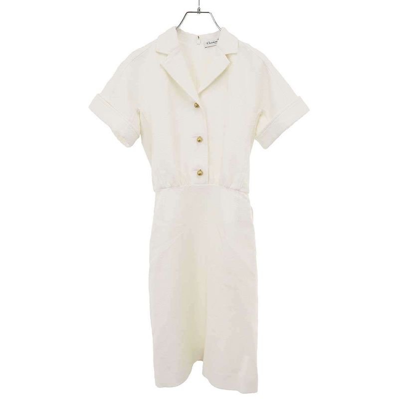 Christian Dior 24aw Cotton Wool Blend Short Sleeve Belted Dress 451r89a1761