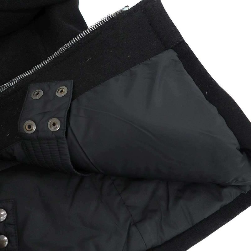 Prada Sport Wool Nylon Layered Hooded Jacket Black 42