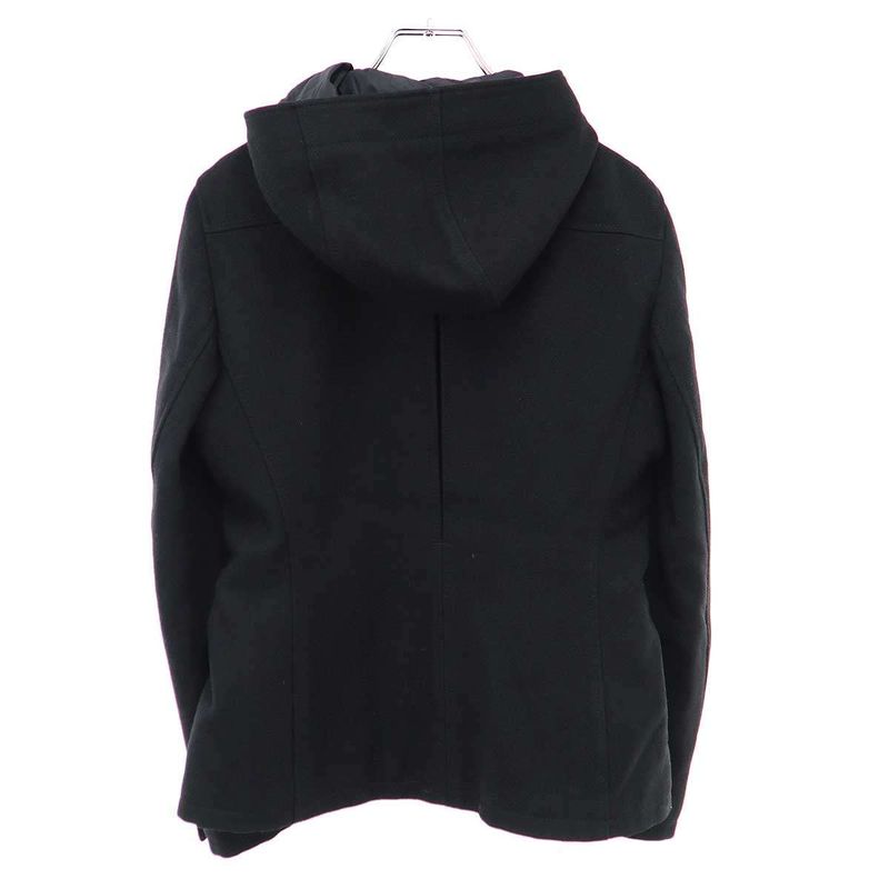 Prada Sport Wool Nylon Layered Hooded Jacket Black 42