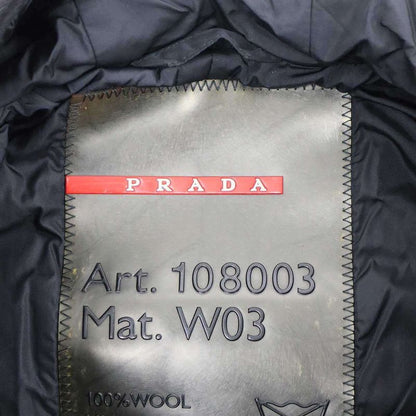 Prada Sport Wool Nylon Layered Hooded Jacket Black 42