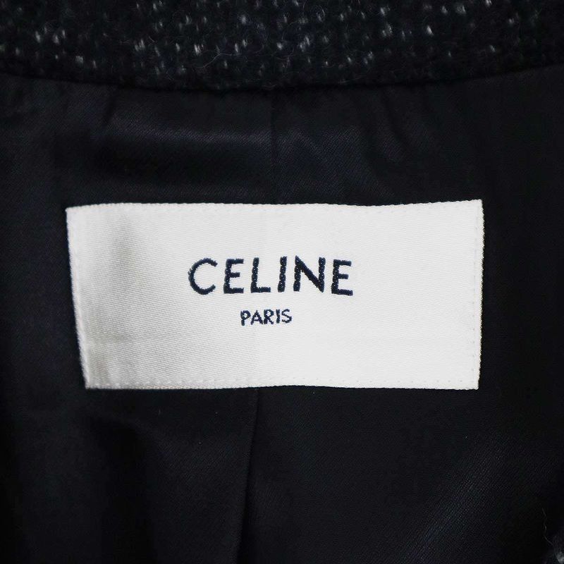 Celine Belted Wool Chester Coat 2m216511f Charcoal Gray 36