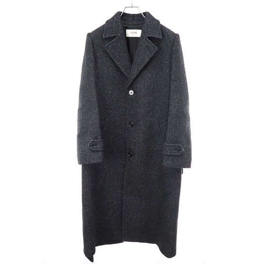 Celine Belted Wool Chester Coat 2m216511f Charcoal Gray 36