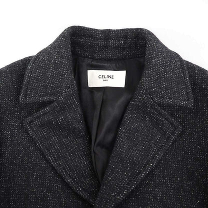 Celine Belted Wool Chester Coat 2m216511f Charcoal Gray 36