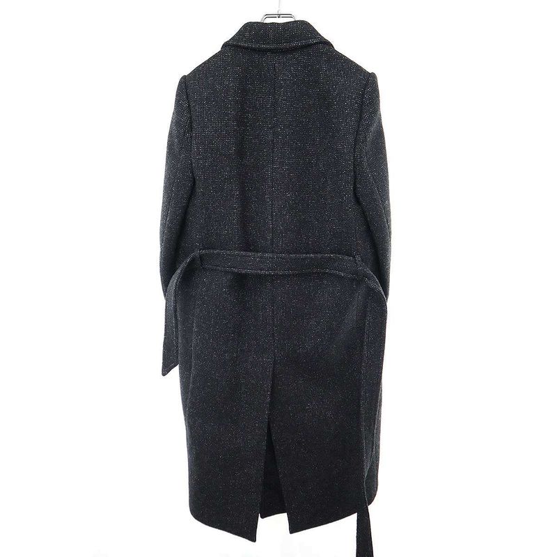 Celine Belted Wool Chester Coat 2m216511f Charcoal Gray 36