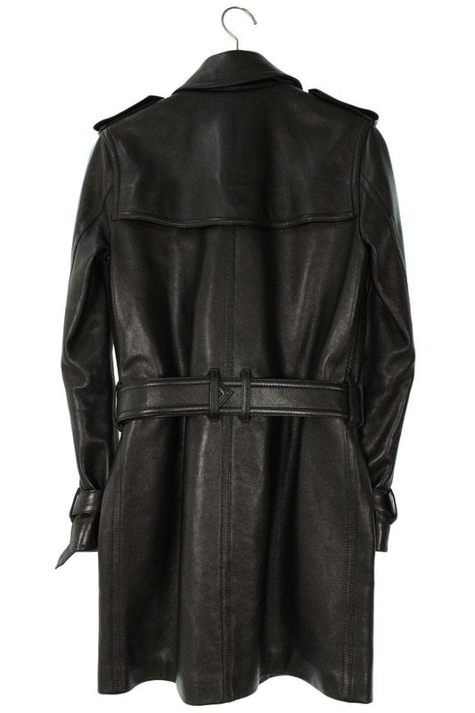 Saint Laurent Paris 576665 Yc2qo Leather Trench Coat With Belt Men's 42