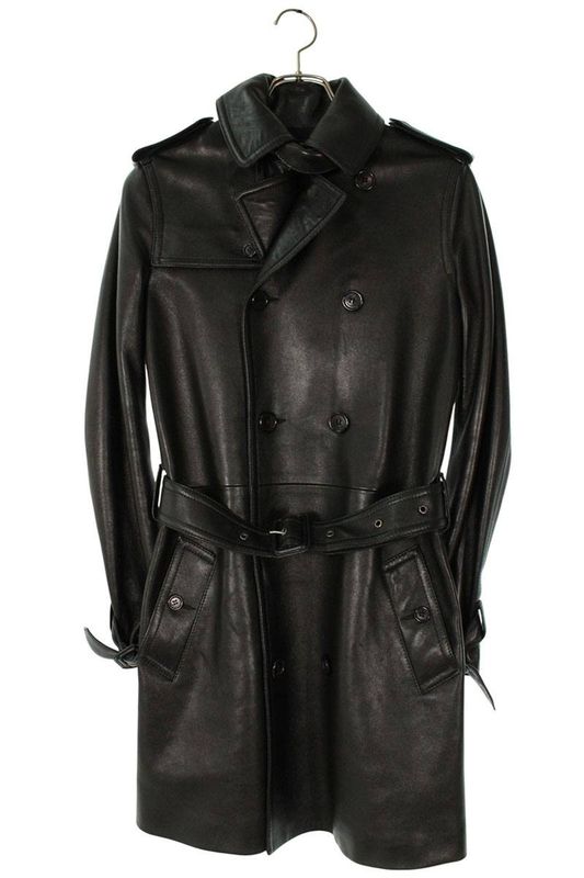 Saint Laurent Paris 576665 Yc2qo Leather Trench Coat With Belt Men's 42