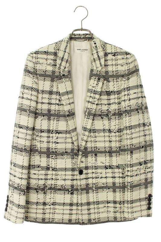Saint Laurent Paris 64461 Y1c66 Tweed Check 1B Tailored Jacket Men's 42