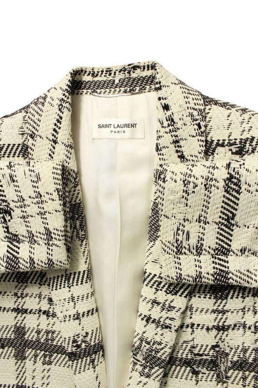 Saint Laurent Paris 64461 Y1c66 Tweed Check 1B Tailored Jacket Men's 42