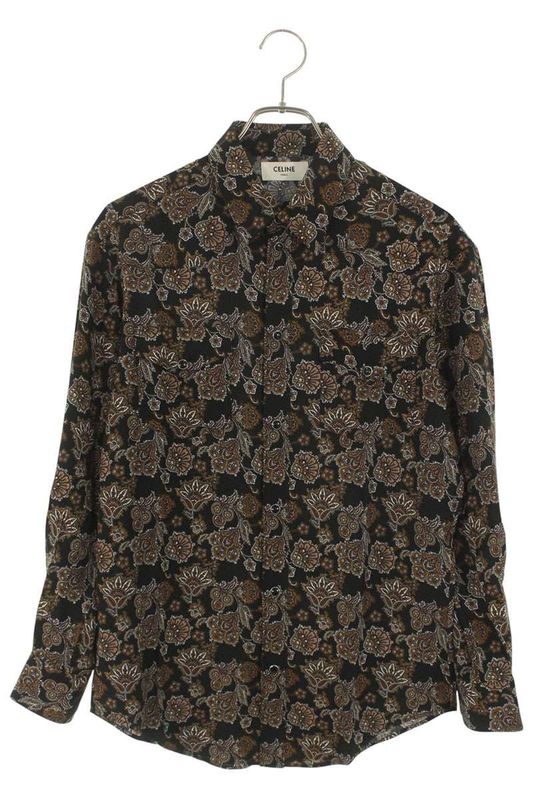 Celine 2c143428k Paisley Western Long Sleeve Shirt Men's 37
