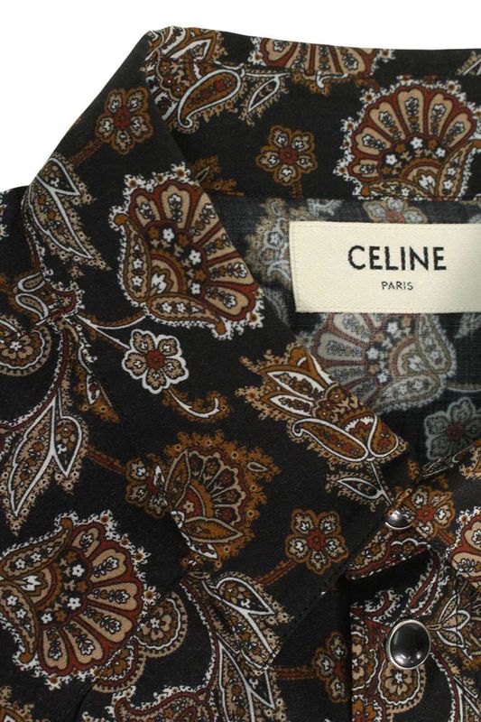 Celine 2c143428k Paisley Western Long Sleeve Shirt Men's 37