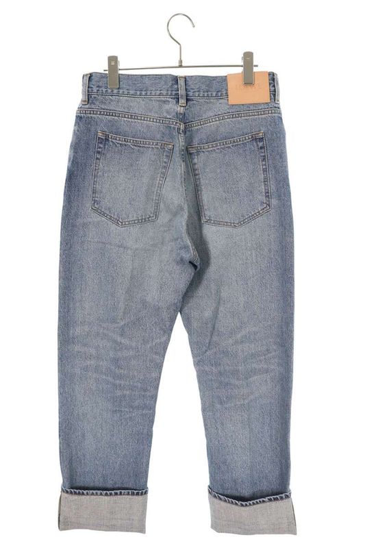 Loewe H526y11w18 Selvedge Logo Straight Leg Denim Pants Men 46