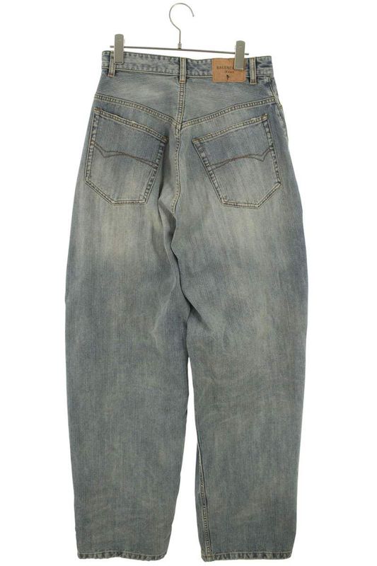 Balenciaga 704282 Tnw65 Pull-up Washed Wide Denim Pants Men's XS