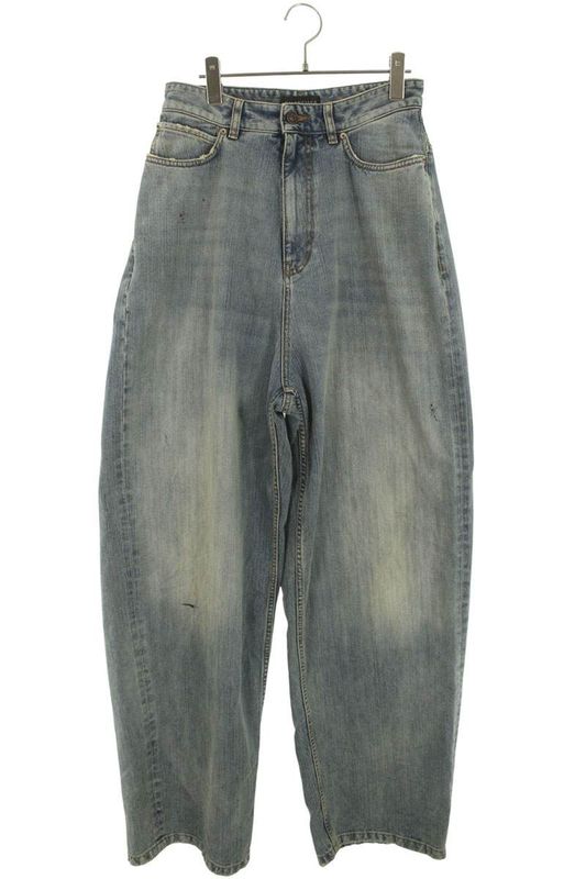 Balenciaga 704282 Tnw65 Pull-up Washed Wide Denim Pants Men's XS