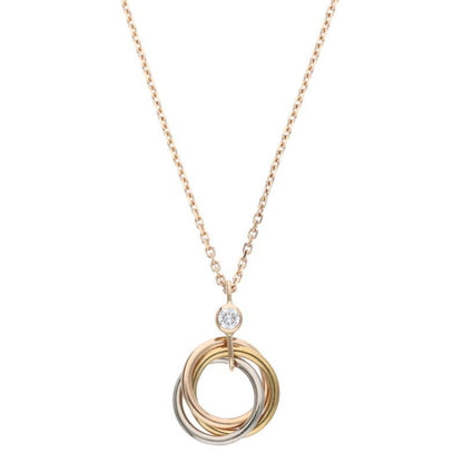 Cartier Trinity 18K Yellow Gold PG WG Diamond Necklace Men's