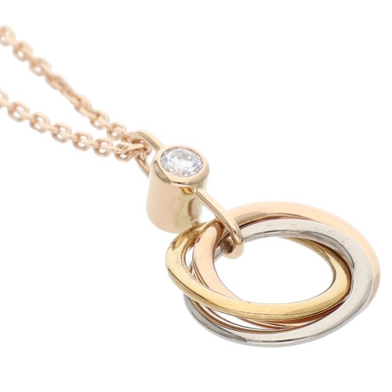 Cartier Trinity 18K Yellow Gold PG WG Diamond Necklace Men's
