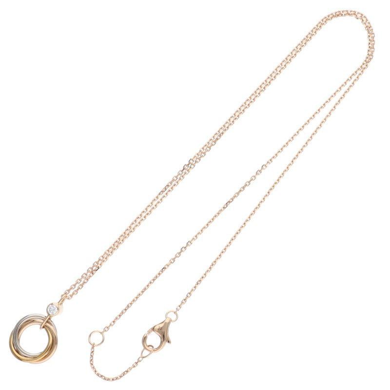 Cartier Trinity 18K Yellow Gold PG WG Diamond Necklace Men's