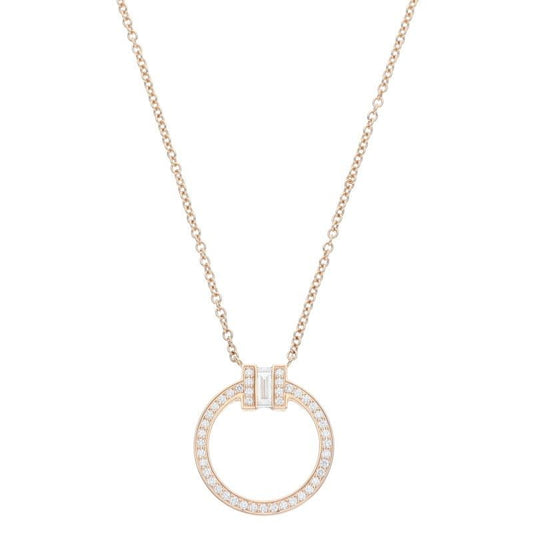 Tiffany & Co T Diamond 18K Pink Gold Pavé Diamond Necklace Men's
