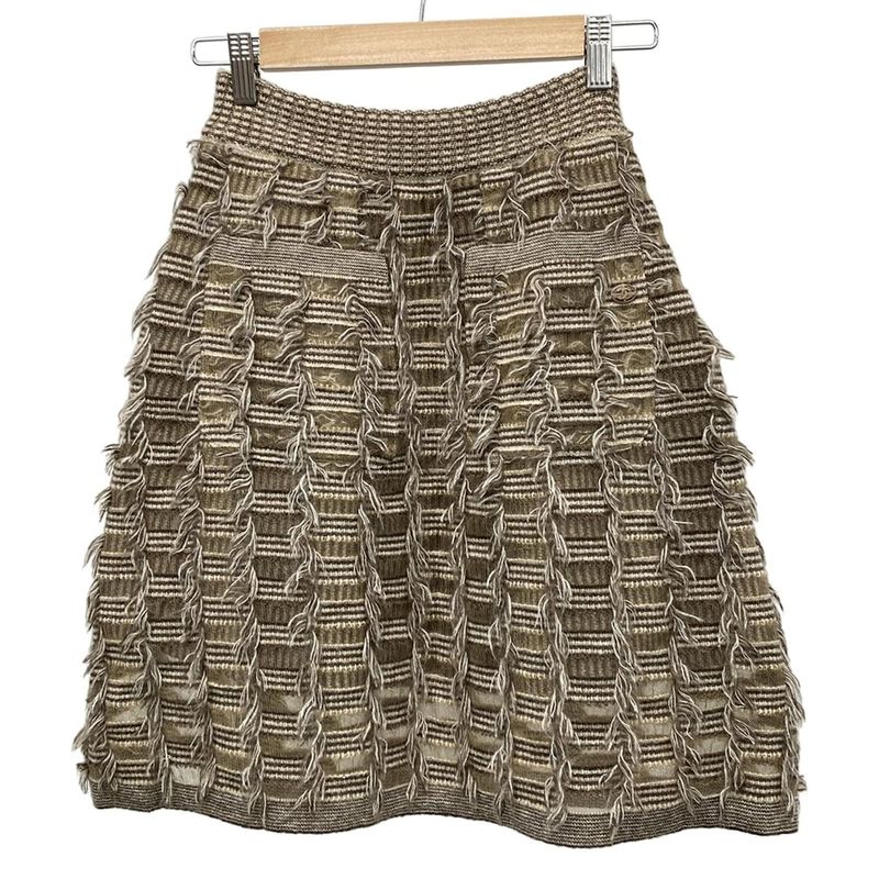 Chanel Skirt Size 34 S Women - P52875 Grey Beige Knee Length / 2015