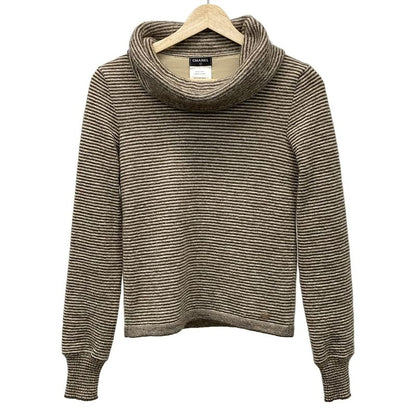 Chanel Long Sleeved Sweater Size 36 S Women - P52783 Grey Beige And White