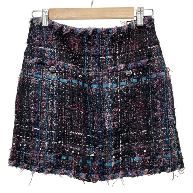 Chanel Rolled Skirt Size 36 S Women - P29863 Purple X Multi Mini/tweed