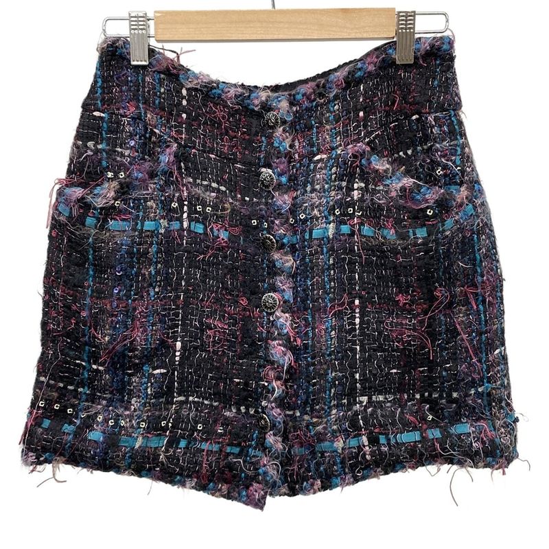 Chanel Rolled Skirt Size 36 S Women - P29863 Purple X Multi Mini/tweed