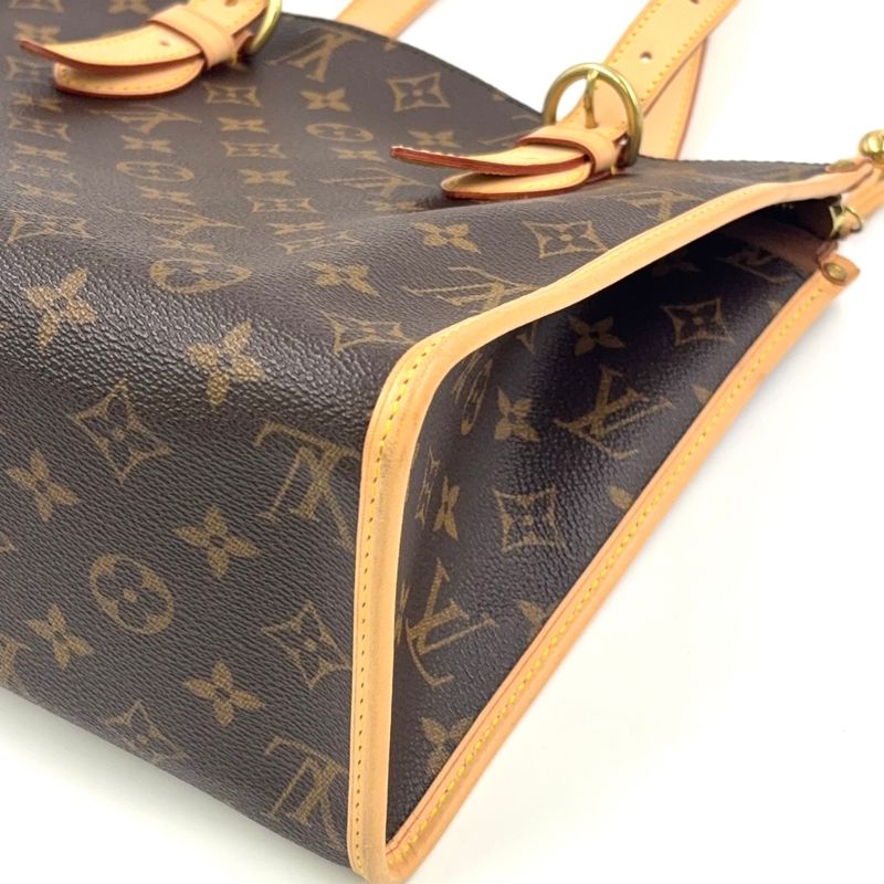 Louis Vuitton Popincourt O Monogram Leather × PVC Brown Tote Bag Gold M40007