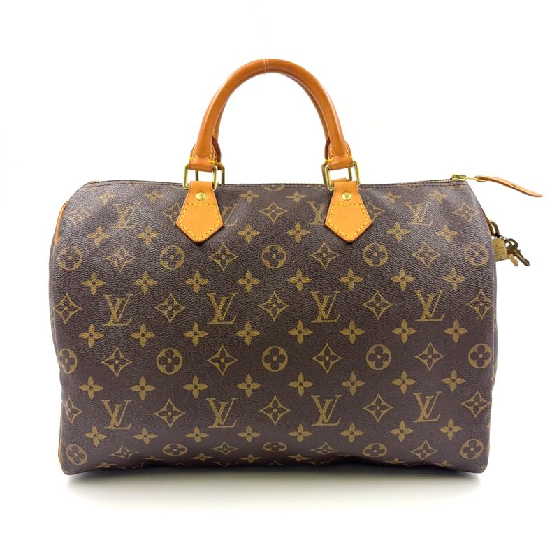 Louis Vuitton Speedy 35 Monogram Leather X PVC Brown Handbag Gold M41524