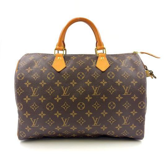Louis Vuitton Speedy 35 Monogram Leather X PVC Brown Handbag Gold M41524