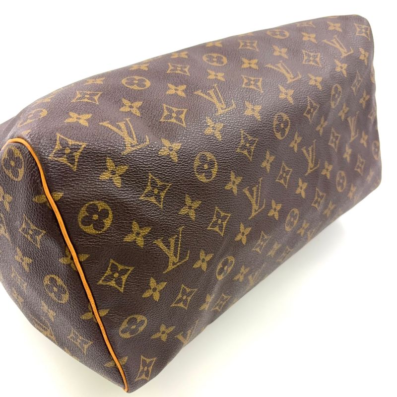 Louis Vuitton Speedy 35 Monogram Leather X PVC Brown Handbag Gold M41524